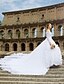 cheap Wedding Dresses-Wedding Dresses Cathedral Train Ball Gown Long Sleeve Off Shoulder Lace With Lace Sash / Ribbon 2023 Bridal Gowns