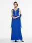 cheap Mother of the Bride Dresses-Sheath / Column V Neck Ankle Length Chiffon Mother of the Bride Dress with Beading / Pleats by LAN TING BRIDE® / Wrap Included