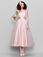abordables Robes de bal de promo-robe de bal des années 1950 robe de mariage invité bal longueur cheville sans manches sans bretelles tulle avec appliques 2023
