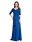 cheap Mother of the Bride Dresses-Sheath / Column V Neck Floor Length Chiffon Mother of the Bride Dress with Beading / Appliques / Side Draping by LAN TING BRIDE® / Illusion Sleeve