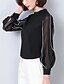 cheap Plus Size Tops-Women&#039;s Shirt Solid Colored Beaded Embroidered Long Sleeve Daily Tops Crew Neck White Black / Going out