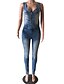 cheap Women&#039;s Jumpsuits-Women&#039;s Jumpsuit Denim Solid Colored Shirt Collar Holiday Going out Skinny Skinny Sleeveless Blue S M L Spring