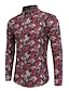 cheap Men&#039;s Shirts-Men&#039;s Party Vintage / Boho / Street chic Cotton / Linen Shirt - Floral Classic Collar / Long Sleeve