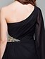 cheap Special Occasion Dresses-A-Line One Shoulder Short / Mini Chiffon Little Black Dress Cocktail Party / Prom Dress with Sequin / Side Draping by TS Couture®
