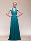 cheap Special Occasion Dresses-Sheath / Column V Neck Floor Length Chiffon Dress with Draping / Ruched by TS Couture®