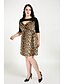 cheap Plus Size Dresses-Women&#039;s Cut Out Plus Size Black Dress Vintage Fall Daily A Line Leopard V Neck Cut Out XXL XXXL / Cotton