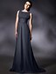 billige Kjoler for spesielle anledninger-Sheath / Column Elegant Dress Formal Evening Sweep / Brush Train Sleeveless Jewel Neck Chiffon with Sash / Ribbon 2024