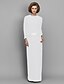 cheap Mother of the Bride Dresses-Sheath / Column Mother of the Bride Dress Convertible Dress Jewel Neck Floor Length Chiffon Long Sleeve with Sequin 2020