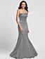 cheap Bridesmaid Dresses-Product Sample Mermaid / Trumpet Strapless Floor Length Satin Bridesmaid Dress with Bandage by LAN TING BRIDE® / Open Back