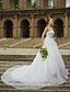 economico Abiti da sposa-Da ballo Abiti da sposa Senza bretelline Strascico da cattedrale Raso Tulle Pizzo con perline Senza bretelline Look luminoso e scintillante Scollatura posteriore con Perline Con applique 2020