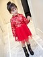 tanie Sukienki-Dziewczyny &#039; Długi rękaw Solidne kolory Grafika drukowana 3D Sukienki Kwiaty Bawełna Poliester Sukienka Jesień Zima Brzdąc Codzienny