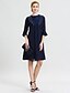 cheap Mother of the Bride Dresses-A-Line Mother of the Bride Dress Convertible Dress Wrap Included Jewel Neck Knee Length Chiffon Corded Lace 3/4 Length Sleeve with Lace Pleats 2020 / Poet Sleeve