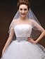 billige Voiles de Mariée-Two-tier Modern Style / Dangling / Rhinestone Wedding Veil Shoulder Veils / Fingertip Veils with Rhinestone / Scattered Crystals Style / Beading Tulle / Classic