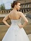 baratos Vestidos de Casamento-Linha A Decote Princesa Cauda Catedral Renda / Tule Vestidos de casamento feitos à medida com Miçangas / Lantejoulas / Apliques de LAN TING BRIDE® / Cintilante e Brilhante / Sem costas