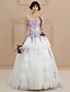 cheap Wedding Dresses-A-Line Sweetheart Neckline Sweep / Brush Train Lace / Satin / Tulle Made-To-Measure Wedding Dresses with Beading / Appliques / Flower by LAN TING BRIDE® / Wedding Dress in Color