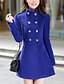 cheap Women&#039;s Coats &amp; Trench Coats-Women&#039;s Stand Collar Fall Coat Regular Solid Colored Daily Basic Blue Red Wine S M L