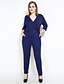 cheap Women&#039;s Jumpsuits &amp; Rompers-Cute Ann Women&#039;s Plus Size Party / Daily / Holiday Vintage V Neck Blushing Pink Blue Black Jumpsuit Onesie, Solid Colored L XL XXL High Rise Half Sleeve / Going out / Work / Club