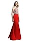 cheap Special Occasion Dresses-Mermaid / Trumpet Elegant &amp; Luxurious Holiday Cocktail Party Prom Dress Jewel Neck Sleeveless Floor Length Mikado with Beading 2020