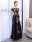 cheap Evening Dresses-A-Line Floral Dress Wedding Guest Formal Evening Floor Length Sleeveless Off Shoulder Satin with Embroidery Appliques 2024