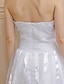 olcso Menyasszonyi ruhák-Esküvői ruhák Térdig érő Ujjatlan Szív-alakú Organza Val vel Cakkos Virág 2023 Menyasszonyi ruhák