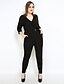 cheap Women&#039;s Jumpsuits &amp; Rompers-Cute Ann Women&#039;s Plus Size Party / Daily / Holiday Vintage V Neck Blushing Pink Blue Black Jumpsuit Onesie, Solid Colored L XL XXL High Rise Half Sleeve / Going out / Work / Club
