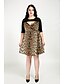 cheap Plus Size Dresses-Women&#039;s Cut Out Plus Size Black Dress Vintage Fall Daily A Line Leopard V Neck Cut Out XXL XXXL / Cotton