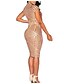 abordables Vestidos de mujer-Mujer Corte Bodycon Mini vestido corto Negro Dorado Sin Mangas Color sólido Primavera Verano Escote en Pico Delgado Lentejuela S M L XL