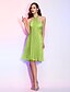 cheap Special Occasion Dresses-A-Line Cute Holiday Homecoming Cocktail Party Dress Halter Neck Sleeveless Knee Length Chiffon with Crystal Brooch 2022