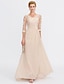 cheap Mother of the Bride Dresses-A-Line Mother of the Bride Dress Plus Size Elegant See Through V Neck Floor Length Chiffon Half Sleeve with Appliques Side Draping 2022 / Illusion Sleeve