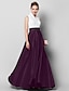 cheap Special Occasion Dresses-A-Line Color Block Prom Formal Evening Dress High Neck Sleeveless Floor Length Lace Satin with Lace Buttons