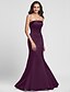cheap Bridesmaid Dresses-Product Sample Mermaid / Trumpet Strapless Floor Length Satin Bridesmaid Dress with Bandage by LAN TING BRIDE® / Open Back