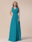 cheap Evening Dresses-Sheath / Column Elegant Dress Prom Formal Evening Floor Length Sleeveless V Neck Chiffon with Pleats Draping Crystal Brooch 2023