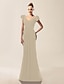 cheap Special Occasion Dresses-Mermaid / Trumpet Celebrity Style Dress Formal Evening Military Ball Sweep / Brush Train Short Sleeve Off Shoulder Chiffon with Ruffles Draping 2024