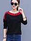 cheap Plus Size Tops-Women&#039;s T shirt Tee Color Block Round Neck Red White Black Plus Size Daily Clothing Apparel Cotton Streetwear / Long Sleeve
