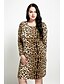 abordables robe de travail grande taille-Femme Robe Fourreau Robe Longueur Genou Blanche Marron Manches Longues Léopard L&#039;autume Col Rond Rétro Vintage Standard XXL 3XL 4XL 5XL 6XL 7XL / Grande Taille / Grande Taille