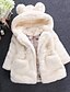 זול מעילים-בנות ז&#039;קט ומעיל שרוול ארוך ורוד מסמיק לבן שחור אחיד דמוי פרווה