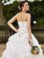 זול שמלות כלה-שמלות חתונה נשף סטרפלס סטרפלס שובל קורט אורגנזה שמלות כלה עם כיווצים למעלה ריקמה 2024