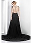 cheap Special Occasion Dresses-A-Line Beautiful Back Formal Evening Dress Plunging Neck Sleeveless Court Train Chiffon with Side Draping 2022