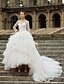 baratos Vestidos de Casamento-Vestidos de noiva De Baile Decorado com Bijuteria Manga Longa Cauda Catedral Cetim Vestidos de noiva Com Cristais Renda 2023