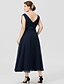 cheap Mother of the Bride Dresses-A-Line Mother of the Bride Dress Elegant &amp; Luxurious Plus Size Two Piece V Neck Tea Length Chiffon Sleeveless with Sash / Ribbon Appliques 2021 / Wrap Included