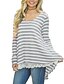 cheap Women&#039;s T-shirts-Women&#039;s Holiday / Going out Street chic T-shirt - Striped Lace V Neck / Spring / Fall