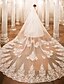 cheap Wedding Veils-One-tier Wedding Veil Cathedral Veils with Appliques Lace / Tulle / Angel cut / Waterfall