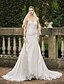 cheap Wedding Dresses-Wedding Dresses Mermaid / Trumpet Sweetheart Strapless Chapel Train Lace Over Satin Bridal Gowns With Beading Appliques 2023