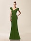 cheap Special Occasion Dresses-Mermaid / Trumpet Celebrity Style Dress Formal Evening Military Ball Sweep / Brush Train Short Sleeve Off Shoulder Chiffon with Ruffles Draping 2024