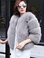 cheap Women&#039;s Furs &amp; Leathers-Women&#039;s Daily Fall / Winter Short Fur Coat, Solid Colored Round Neck Long Sleeve Fox Fur Gray / Purple / Pink