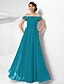 cheap Evening Dresses-Ball Gown Open Back Dress Formal Evening Military Ball Floor Length Short Sleeve Off Shoulder Chiffon with Beading Draping 2023