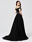 cheap Evening Dresses-Ball Gown Minimalist Holiday Cocktail Party Formal Evening Dress Off Shoulder Short Sleeve Sweep / Brush Train Tulle with Beading 2020