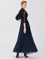 cheap Mother of the Bride Dresses-Two Piece Ball Gown A-Line Mother of the Bride Dress Elegant Straps Ankle Length Chiffon Sheer Lace with Sash / Ribbon 2021 / Illusion Sleeve