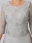 cheap Mother of the Bride Dresses-Sheath / Column Mother of the Bride Dress Classic &amp; Timeless Elegant &amp; Luxurious Plus Size Jewel Neck Ankle Length Chiffon Beaded Lace 3/4 Length Sleeve with Crystals 2022 / See Through