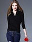 cheap Plus Size Tops-Women&#039;s Solid Colored T-shirt 3/4 Length Sleeve Holiday Tops Vintage Streetwear Sophisticated V Neck White Black / Boho / Going out
